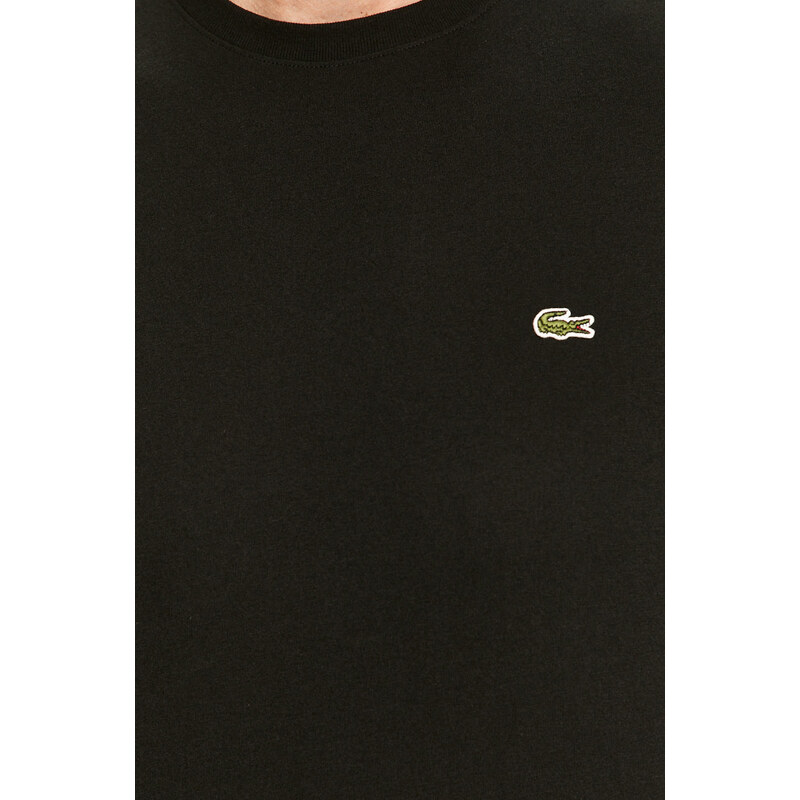 Βαμβακερό μπλουζάκι Lacoste χρώμα: μαύρο