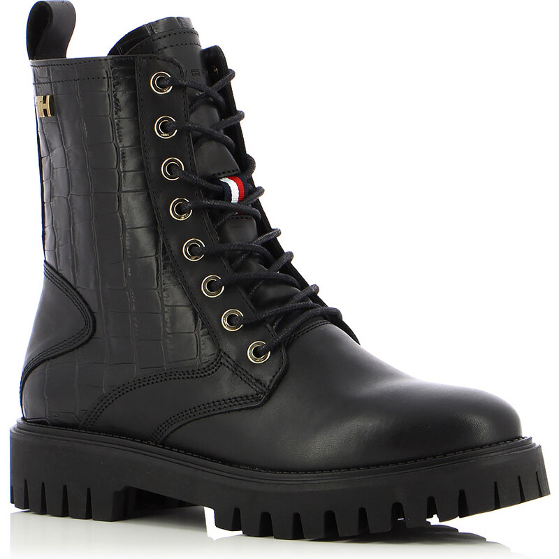 Tommy hilfiger croco look best sale flat boot