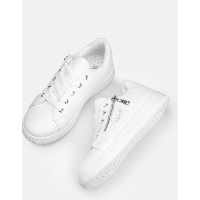 INSHOES Sneakers με διακοσμητικό φερμουάρ στο πλαϊνό μέρος Λευκό