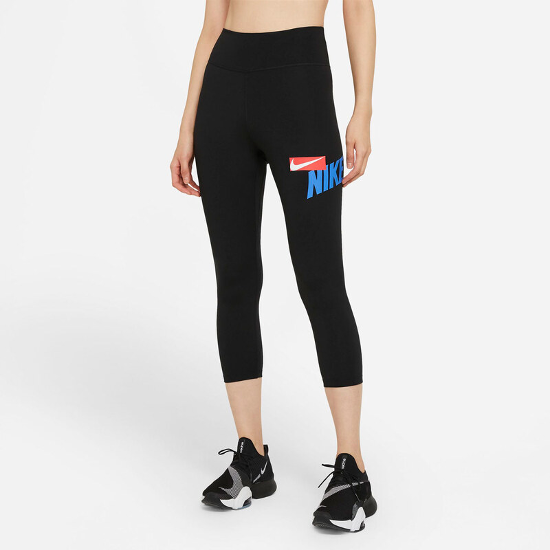NIKE ONE CROPPED GRAPHIC TIGHTS ΜΑΥΡΟ