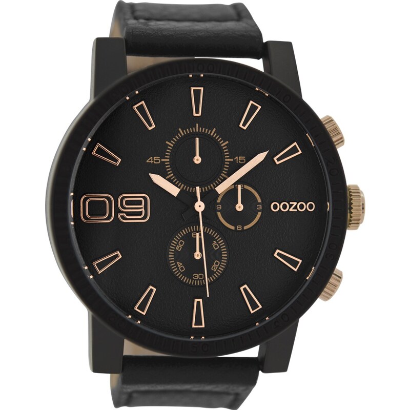 OOZOO Timepieces C9034 Black Leather Strap