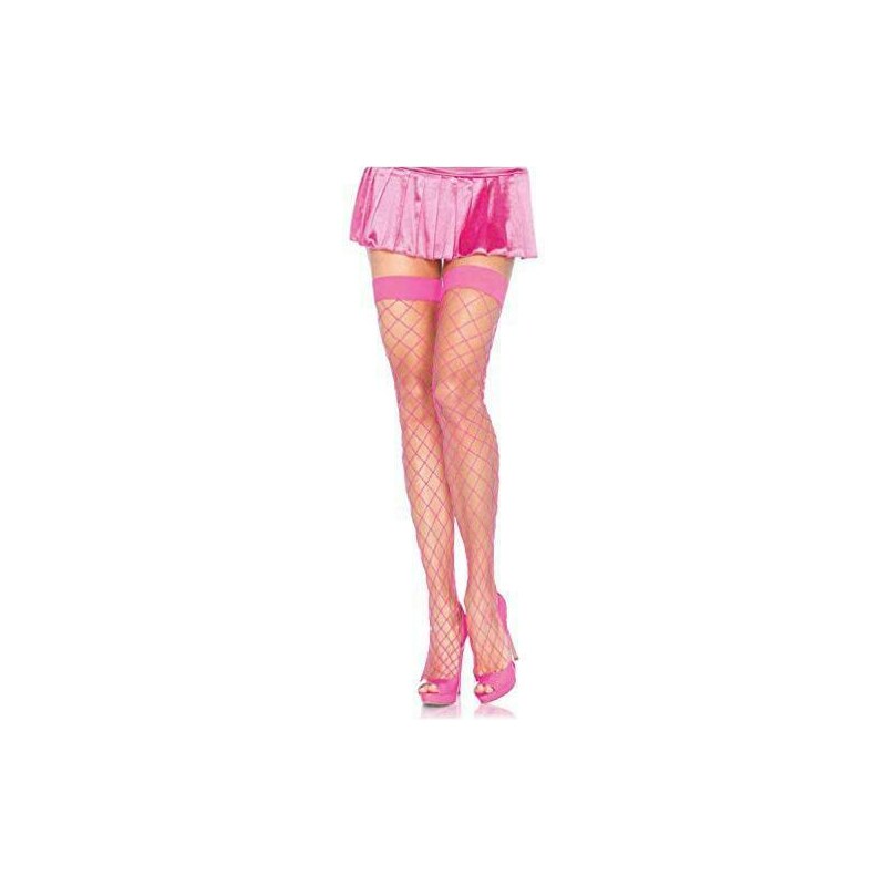 Leg Avenue Fence Net Thigh High O/S Φωτεινό Ροζ-Neon Pink