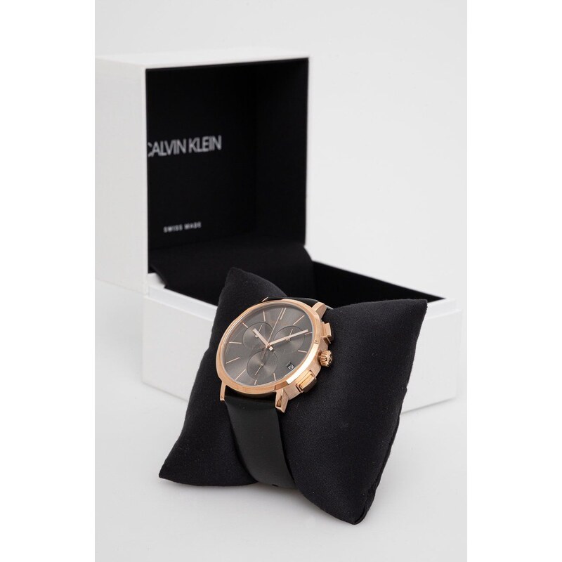 Ρολόι Calvin Klein ανδρικό, χρώμα: μαύρο