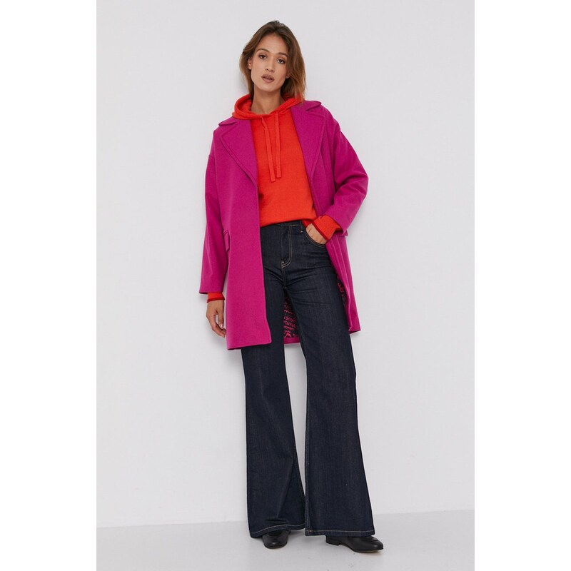 Παλτό Desigual γυναικείo, χρώμα: ροζ