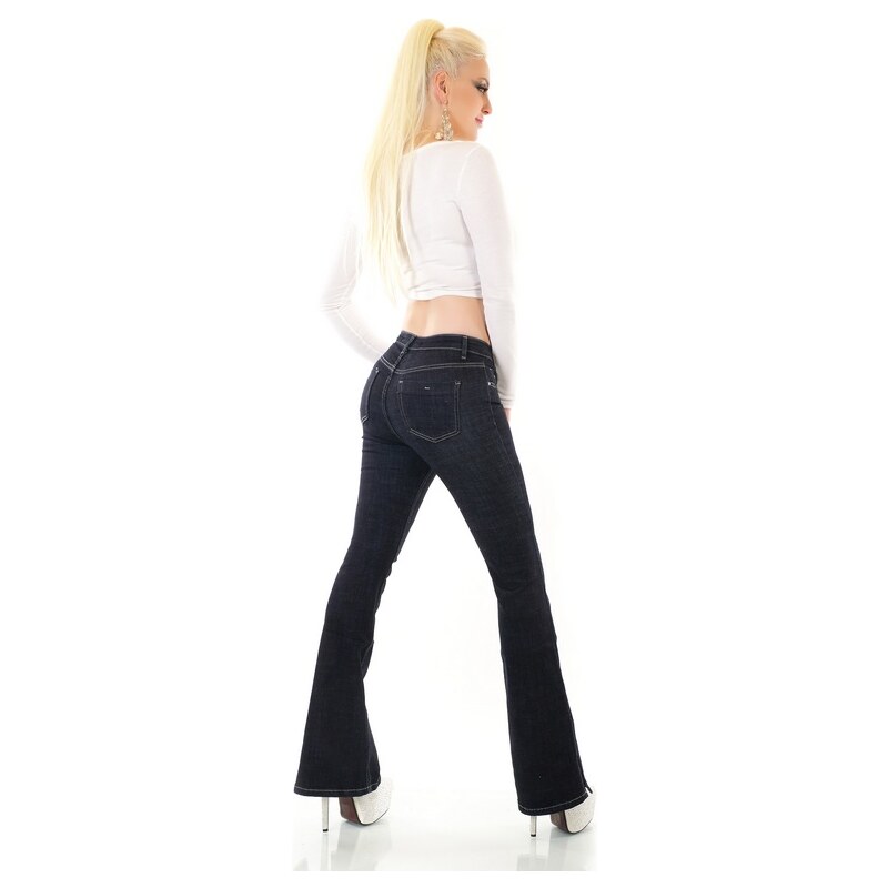 SD Fashion Τζιν παντελόνι Bootcut με άνοιγμα στο πλάϊ - Σκούρο Μπλέ 31095