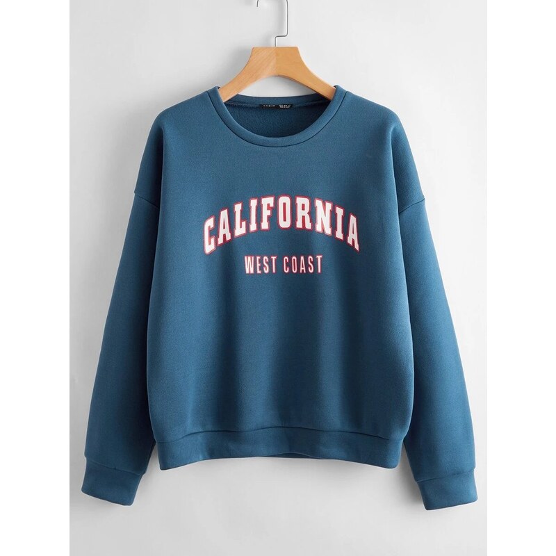 OEM Casual oversize μπλε φούτερ "CALIFORNIA" blue
