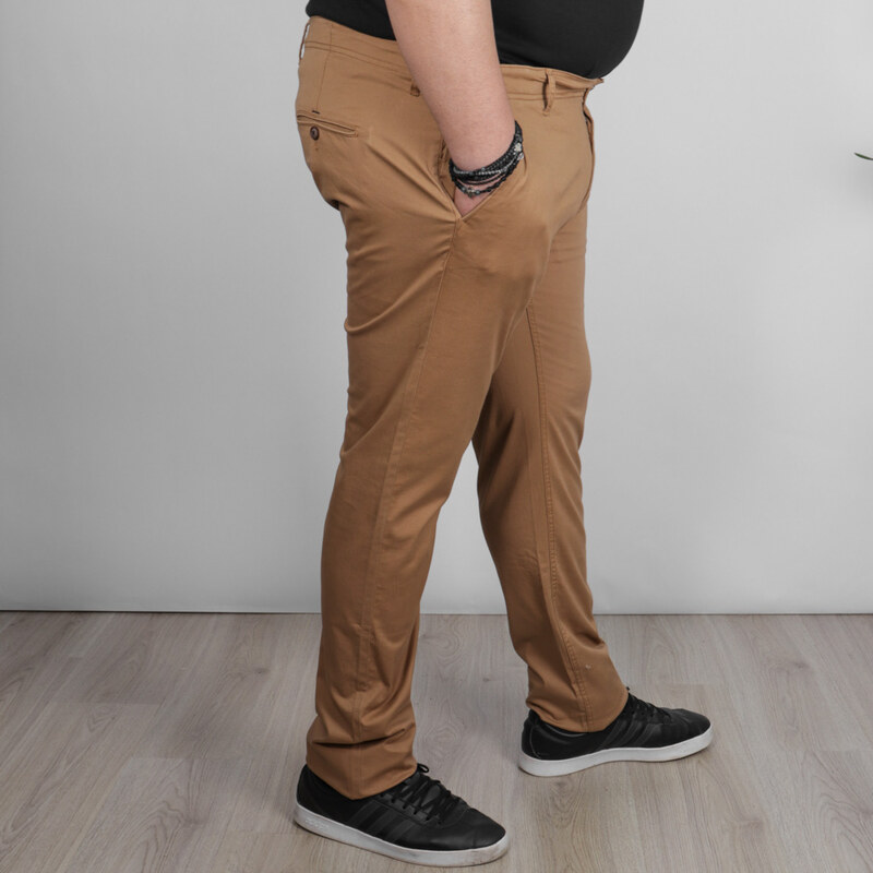 Double Ανδρικό Παντελόνι Casual Chinos Plus Size - Κάμελ