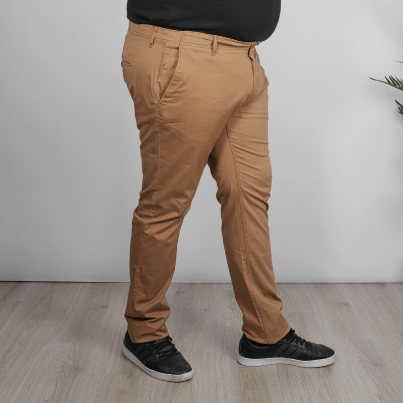 Double Ανδρικό Παντελόνι Casual Chinos Plus Size - Κάμελ