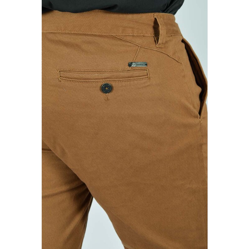 Double Ανδρικό Παντελόνι Chinos All Over Print - Κάμελ