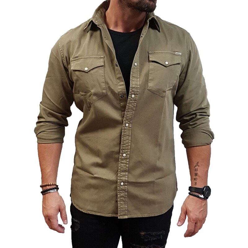 Jack&Jones - 12138115 - Jje Sheridan Shirt L/S Noos - Forest Night - Slim Fit - πουκάμισο