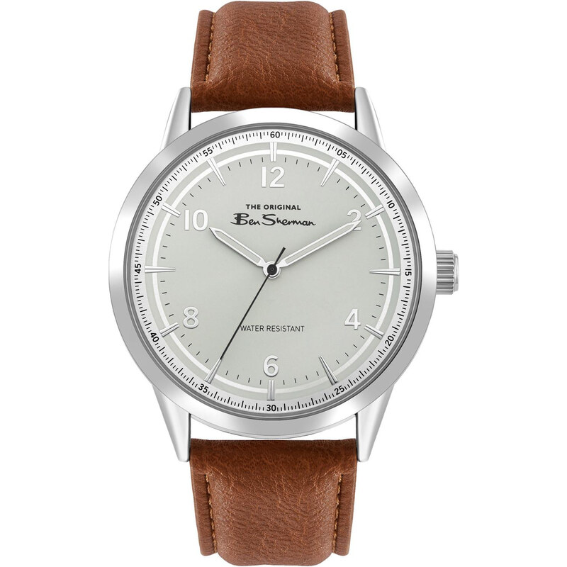 BEN SHERMAN The Original - BS023T Silver case with Brown Leather Strap
