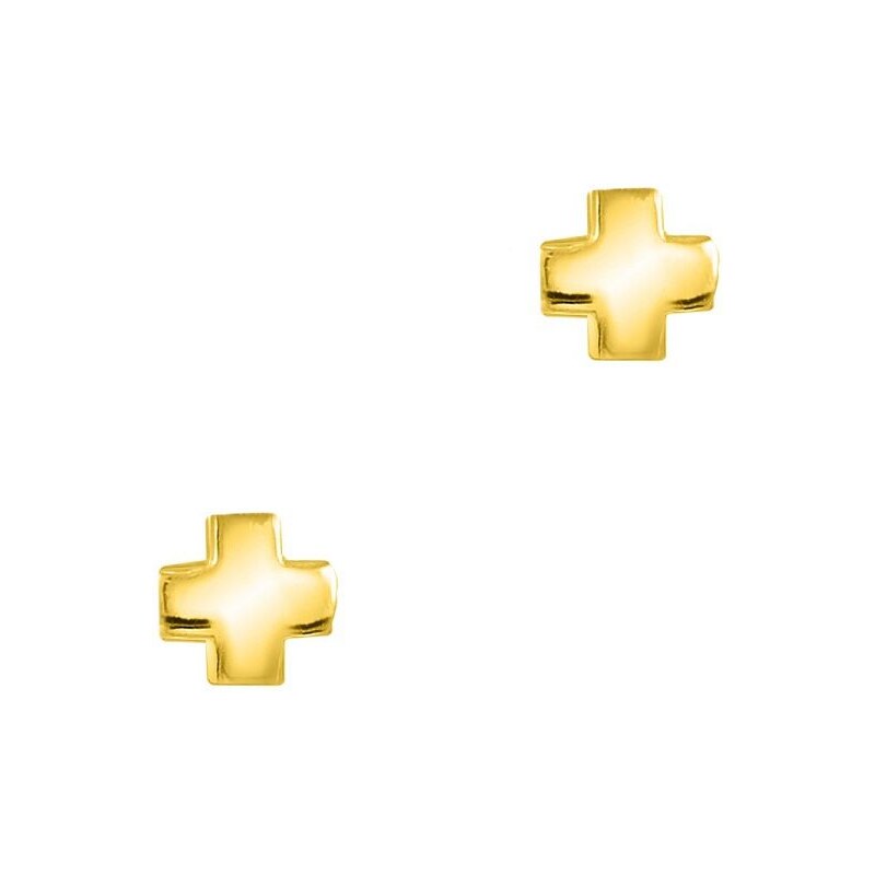 AMOR AMOR Σκουλαρίκια Από Ασήμι 925 Επιχρυσωμένο Με Σταυρό EX49202