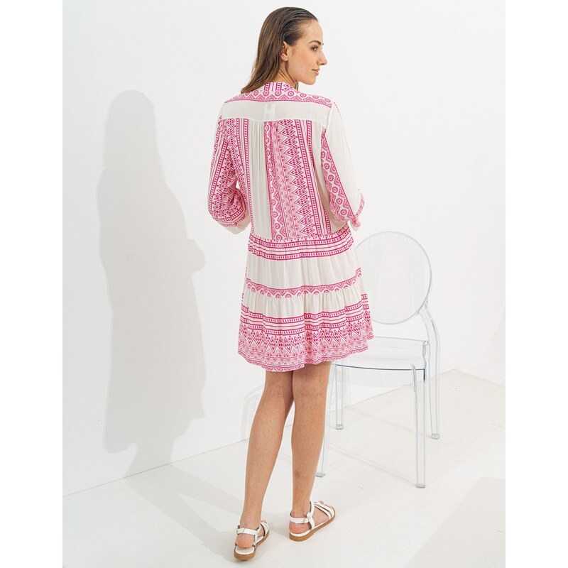 INSHOES Mini φόρεμα εβαζέ με γεωμετρικά σχέδια Φούξια