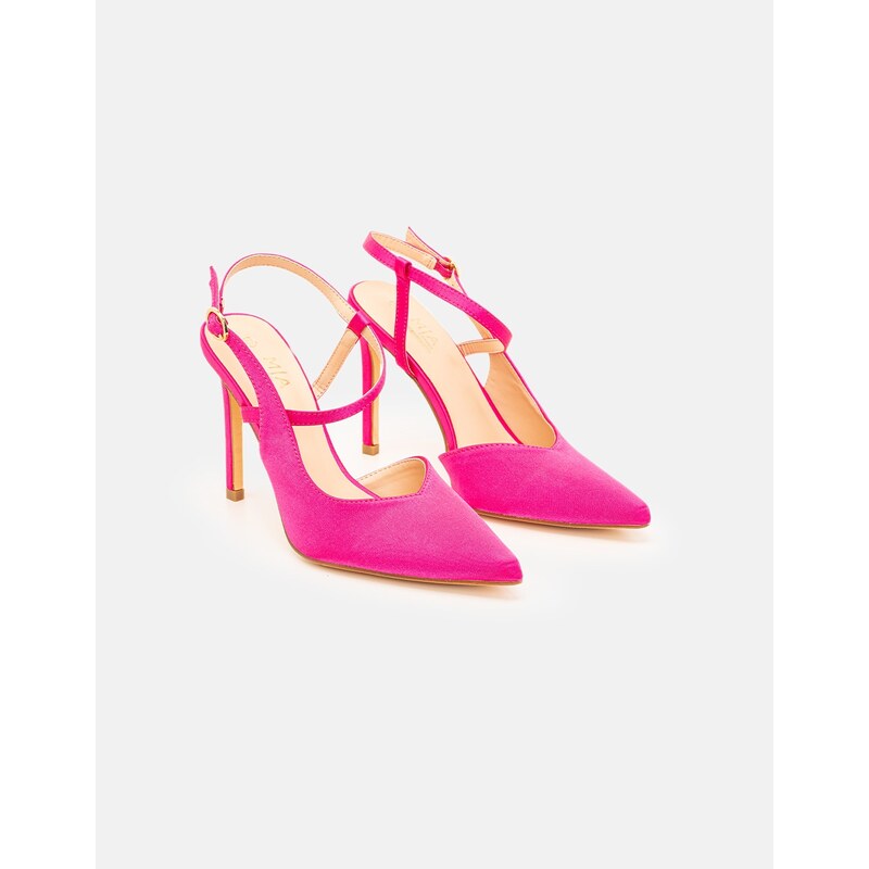 INSHOES Γυναικείες μυτερές open heel γόβες Φούξια