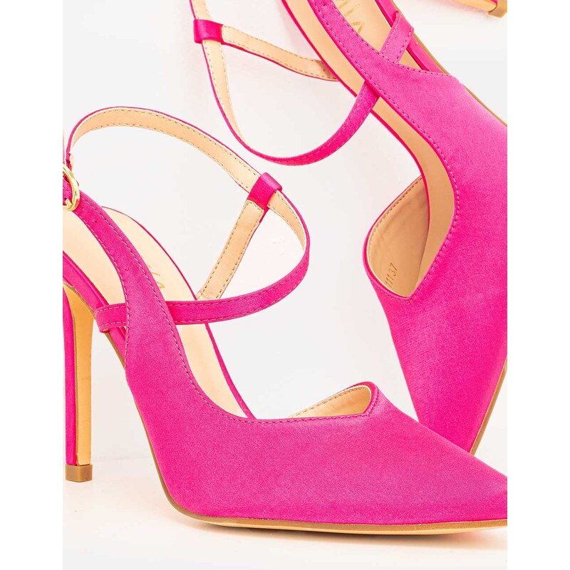 INSHOES Γυναικείες μυτερές open heel γόβες Φούξια