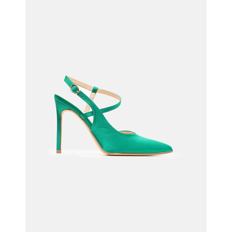 INSHOES Γυναικείες μυτερές open heel γόβες Πράσινο
