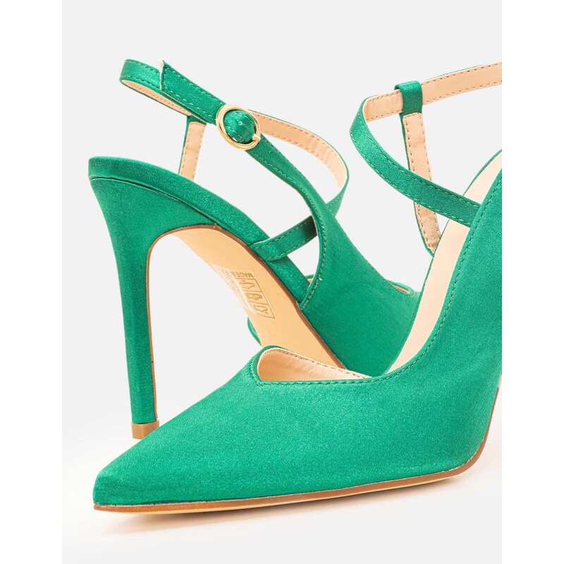INSHOES Γυναικείες μυτερές open heel γόβες Πράσινο