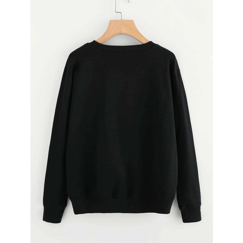OEM Plus size, μαύρο φούτερ με λευκή στάμπα black