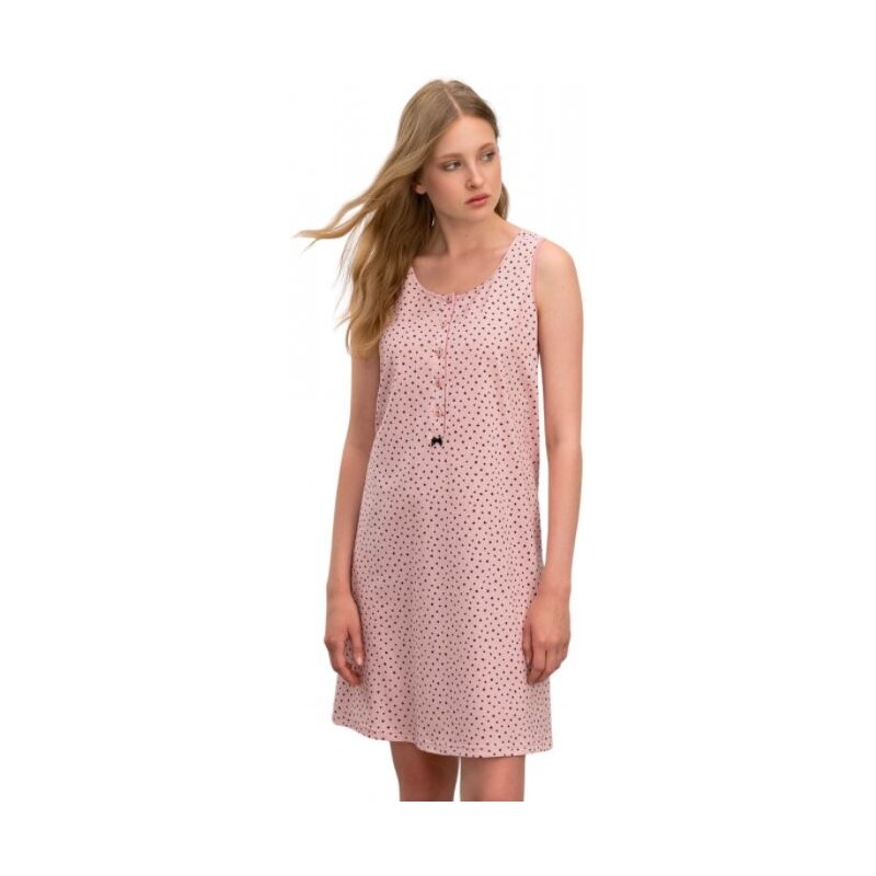 Vamp γυναικείο νυχτικό ροζ cotton regular fit 16291