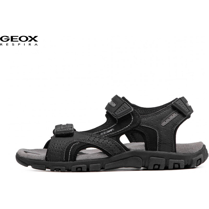 Geox Sandal Strada Black/Stone Ανδρικά Ανατομικά Σανδάλια Μαύρο/Γκρι (U8224D 050AU C9310)