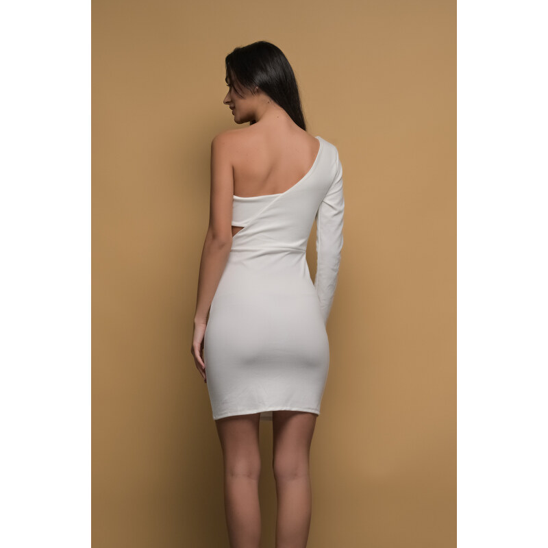 LikeMe Λευκό μίνι φόρεμα με έναν ώμο