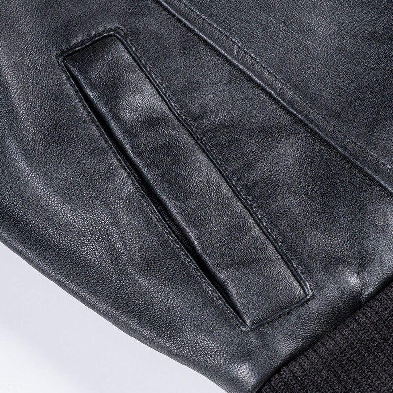 Prince Oliver Δερμάτινο Μαύρο Μπουφάν Aviator 100% Leather Jacket (Modern Fit)