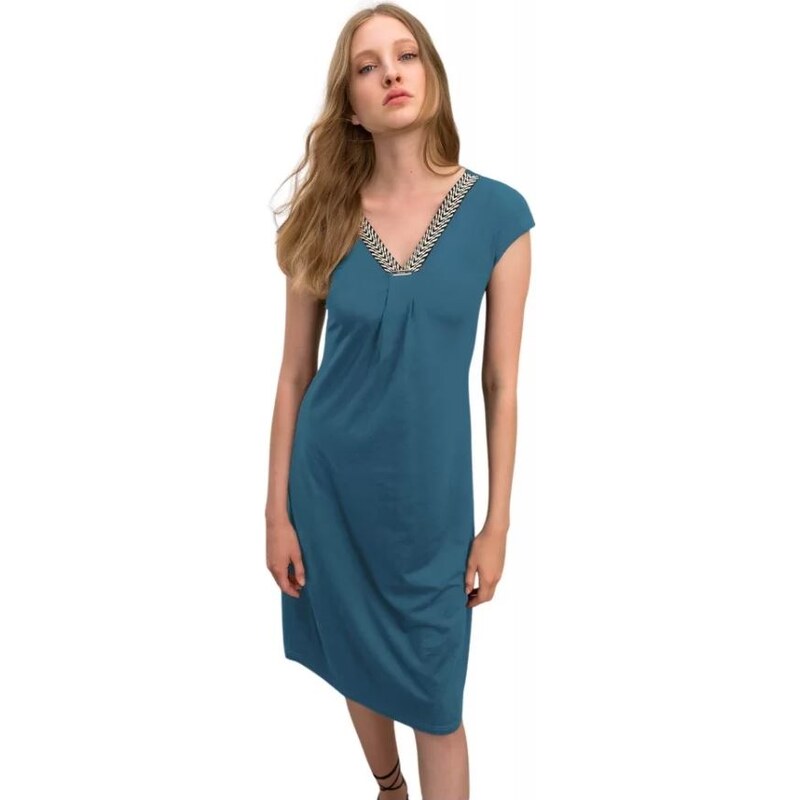 Vamp γυναικείο φόρεμα πετρόλ viscose regular fit 16522-1