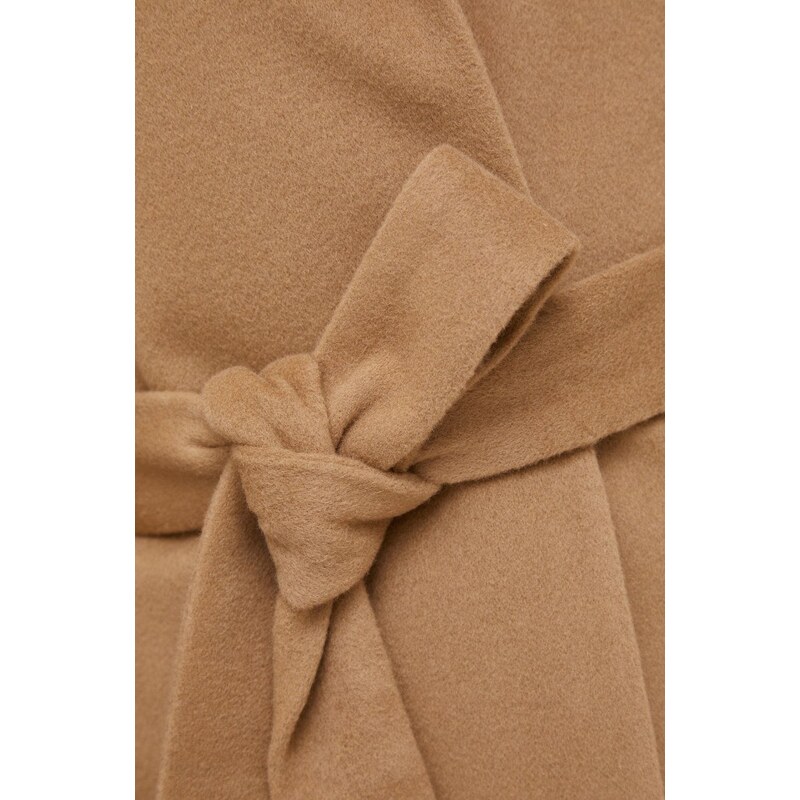 Μάλλινο παλτό Calvin Klein χρώμα: καφέ,