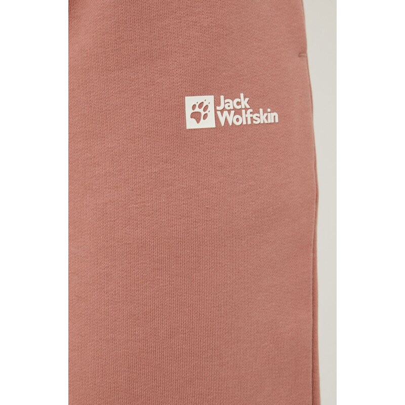Βαμβακερό παντελόνι Jack Wolfskin χρώμα: ροζ