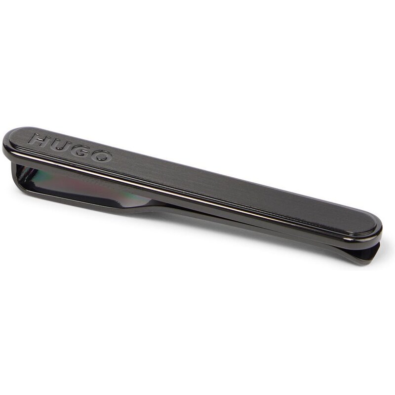 HUGO MEN E-CLASSIC-TIE-BAR OVAL STAINLESS STEEL TIE CLIP WITH ENGRAVED LOGO BLACK