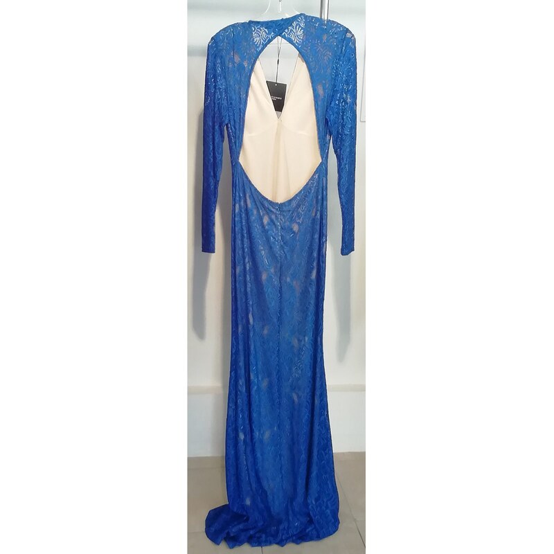 FOREVER UNIQUE Μπλε Δαντελένιο Φόρεμα Εξώπλατο ΜΠΛΕ