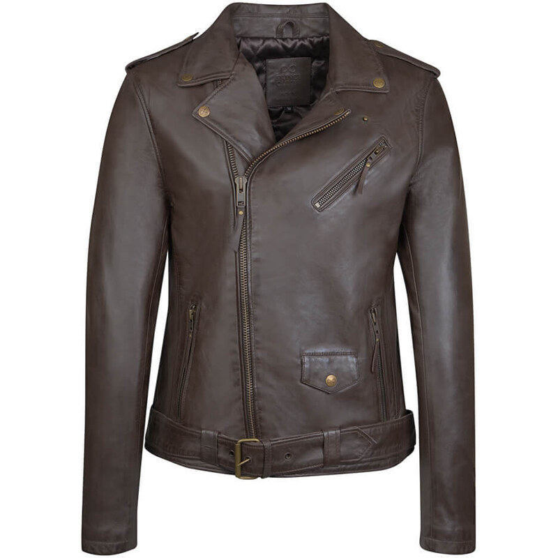 Prince Oliver Perfecto Jacket Καφέ 100% Leather (Modern Fit)
