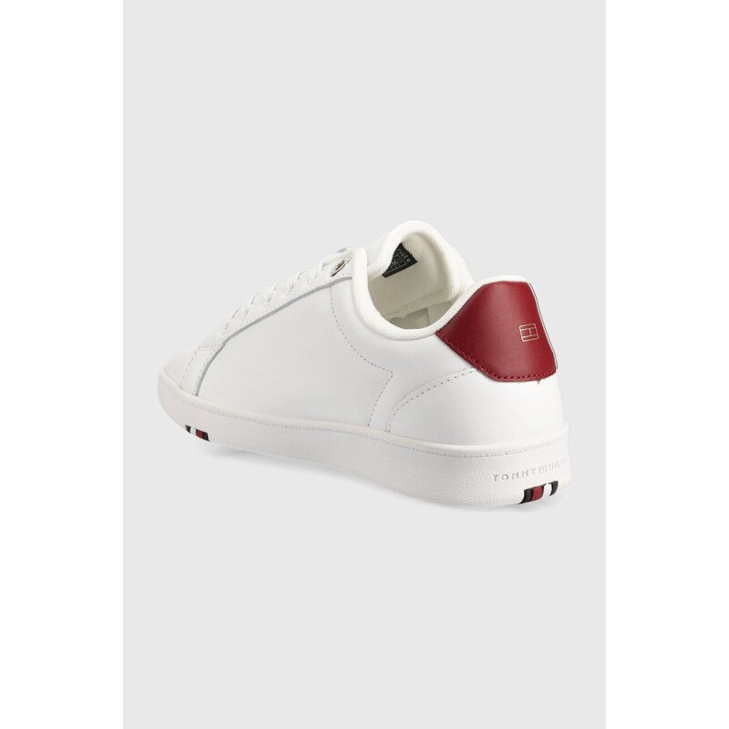 Δερμάτινα αθλητικά παπούτσια Tommy Hilfiger Signature Webbing Court Sneaker , χρώμα: άσπρο