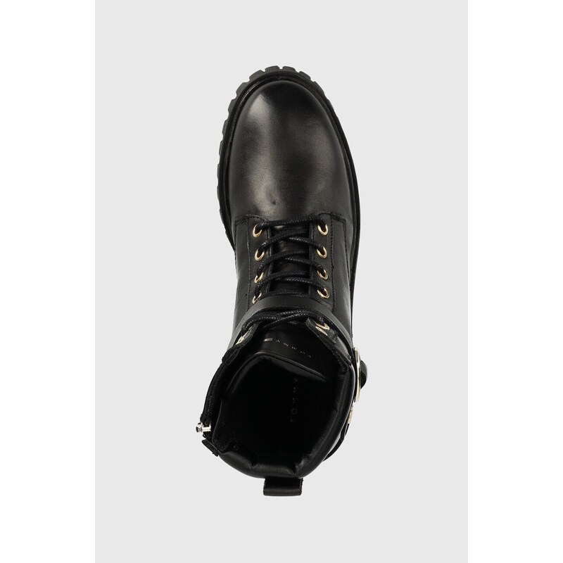 Δερμάτινα workers Tommy Hilfiger Buckle Lace Up Boot , χρώμα: μαύρο