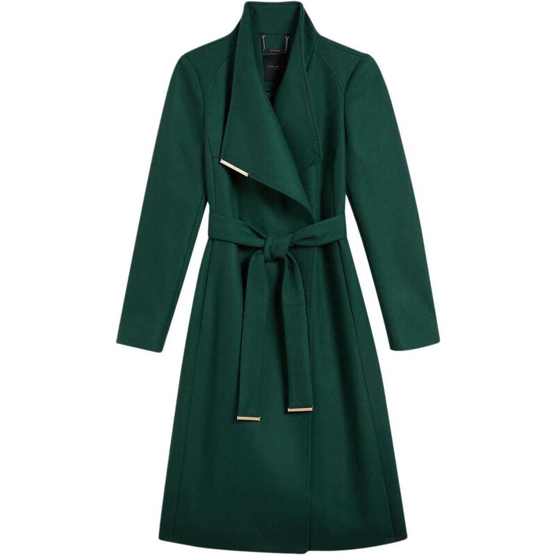 TED BAKER Παλτο Rose Mid Length Wool Wrap Coat 249306 dk-green