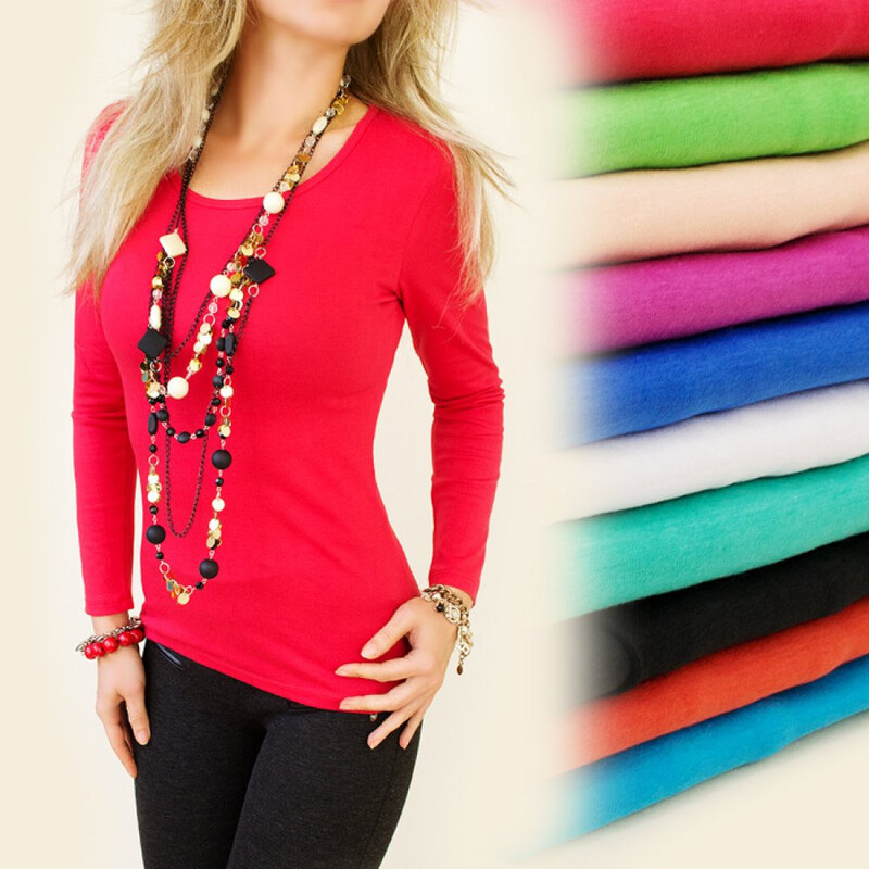 OEM Κλασικό γυναικείο μπλουζάκι, μακρυμάνικο σε διάφορα χρώματα fuchsia