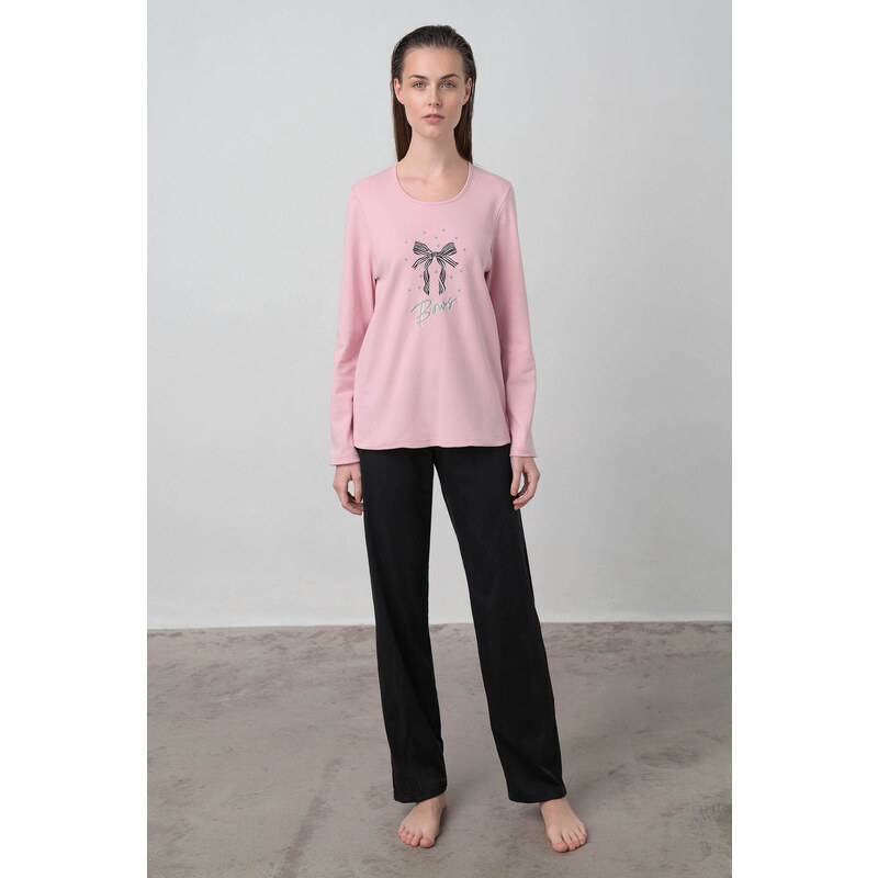 Vamp gυναικεία πιτζάμα ροζ cotton regular fit 17594