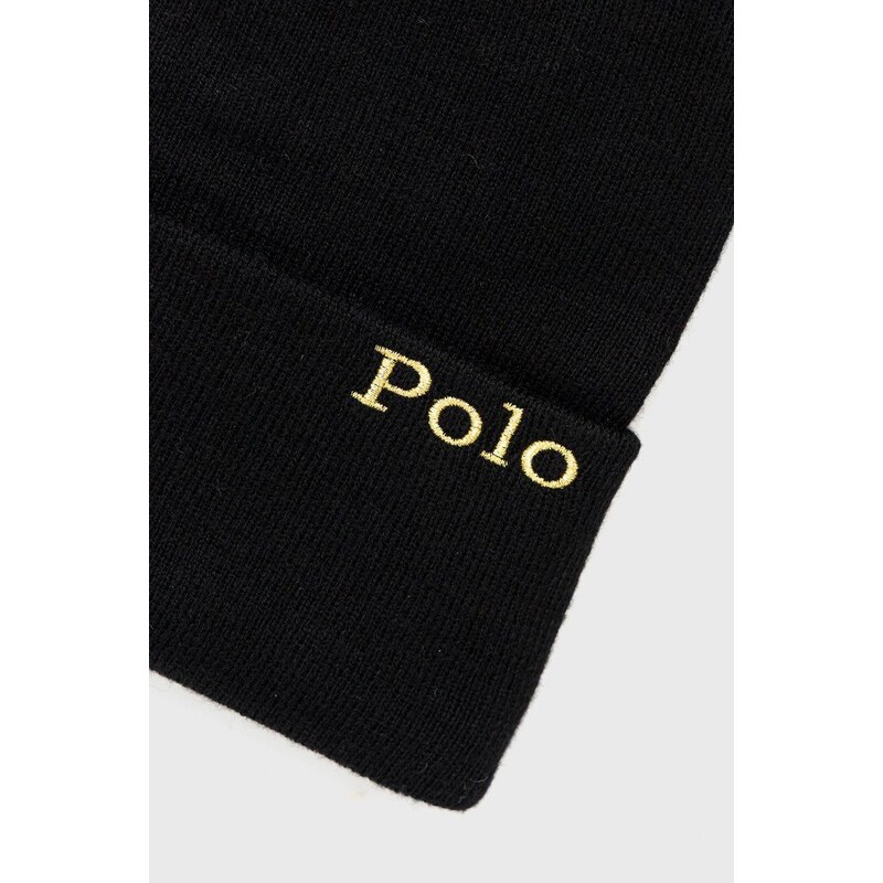 Σκουφί από μείγμα μαλλιού Polo Ralph Lauren χρώμα: μαύρο,