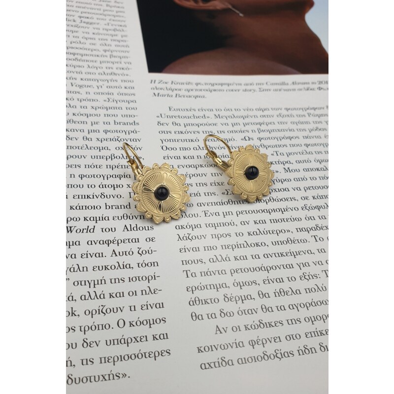 Santolo Collection Γυναικεία σκουλαρίκια χρυσό ατσάλι - Solar