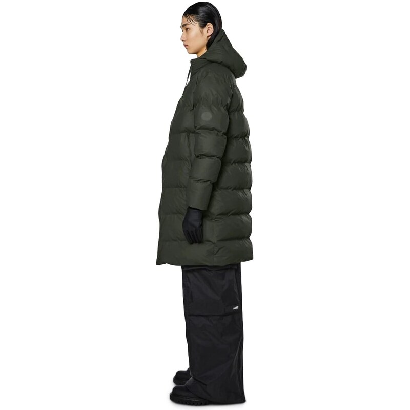 Παλτό - Μπουφάν Ανδρικά Rains Πράσινο Long Puffer Jacket