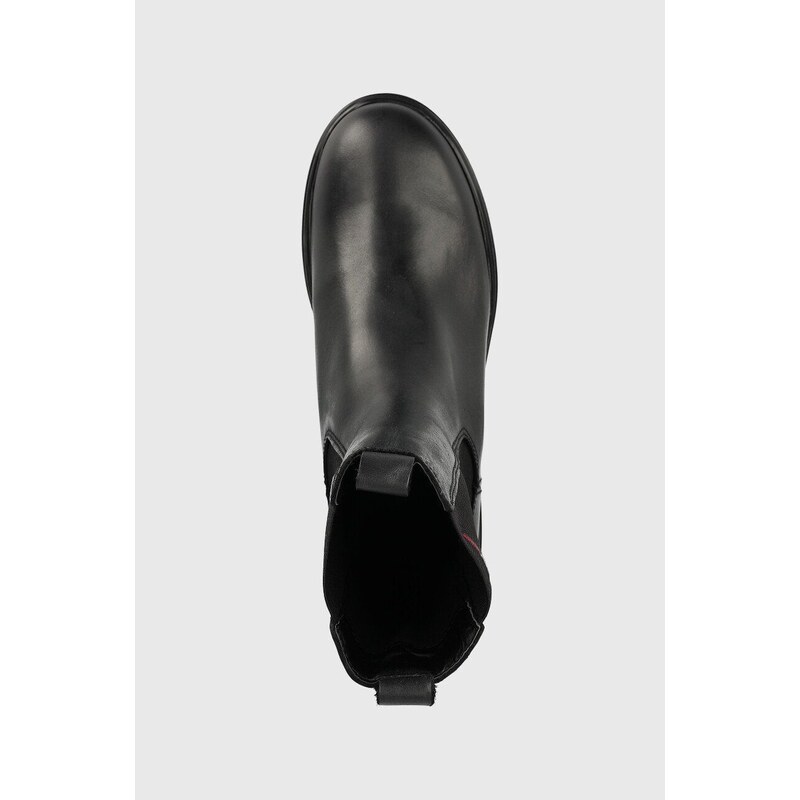 Δερμάτινες μπότες τσέλσι Tommy Jeans Tommy Jeans Long Chelsea Boot γυναικείες, χρώμα: μαύρο