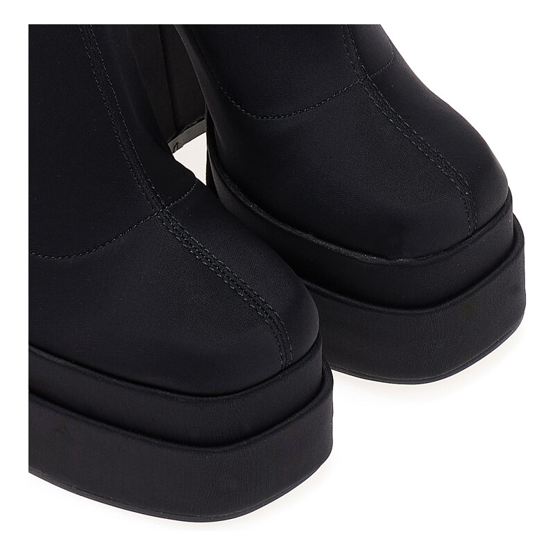 TSOUKALAS Μπότες μαύρες υφασμάτινες δίπατες κάλτσα με φερμουάρ