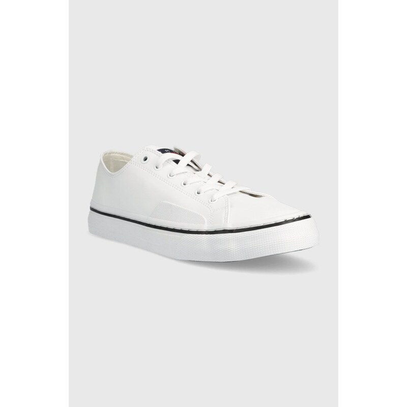 Πάνινα παπούτσια Tommy Jeans Leather Vulc Tjm Ess χρώμα: άσπρο