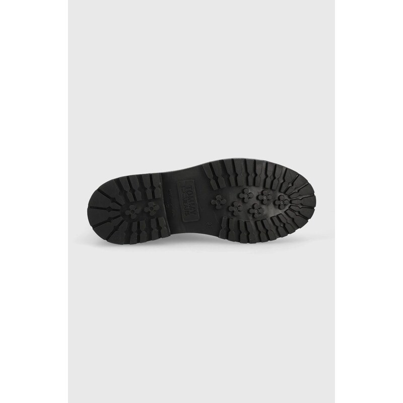 Δερμάτινες μπότες Tommy Jeans Tommy Jeans Zip Boot γυναικείες, χρώμα: μαύρο