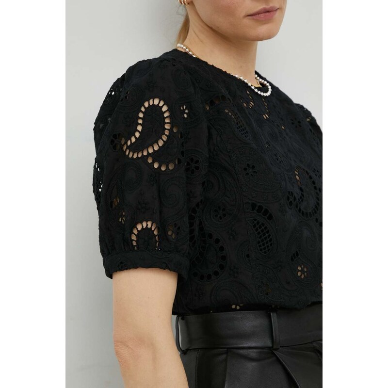 Βαμβακερή μπλούζα Herskind γυναικεία, χρώμα: μαύρο