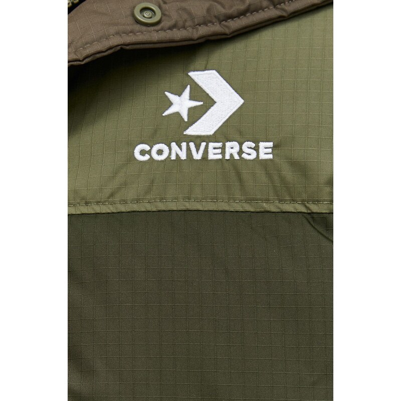 Μπουφάν με επένδυση από πούπουλα Converse ανδρικό, χρώμα: πράσινο