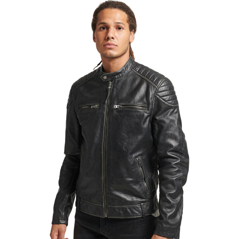 SUPERDRY HERITAGE ΔΕΡΜΑΤΙΝΟ MOTO RACER ΜΠΟΥΦΑΝ ΑΝΔΡIKO M5011436A-02A