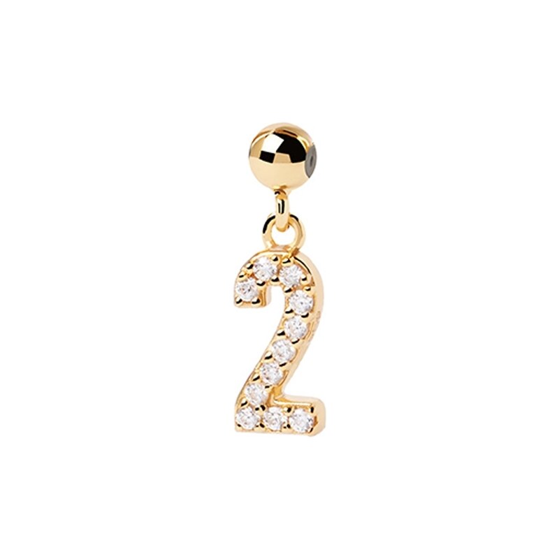 PDPAOLA Charms Number 2 Zircons | Silver 925° Gold Plated 18K CH01-008-U