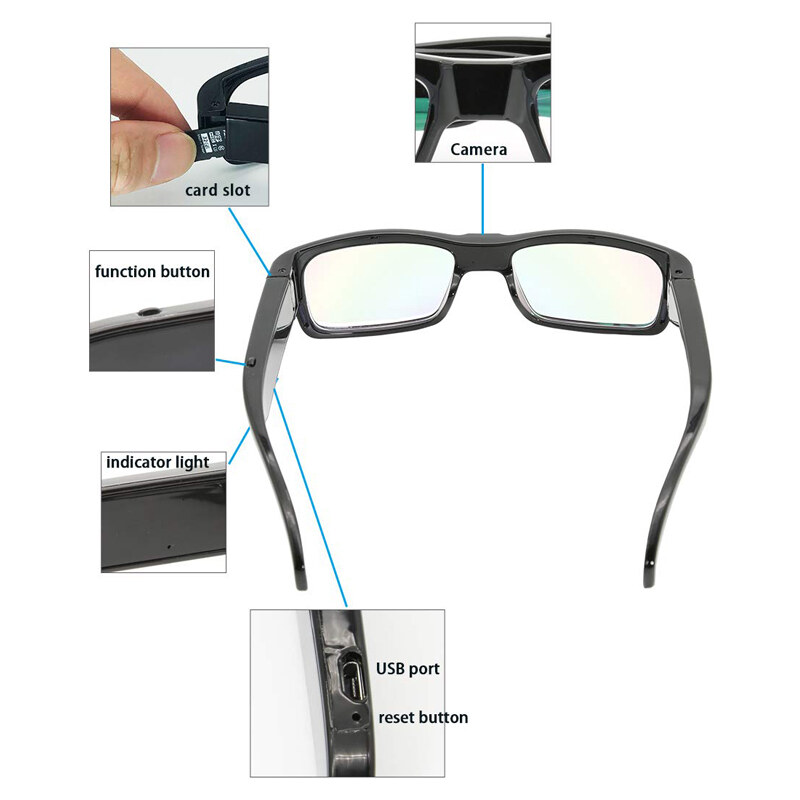 UNBRANDED Γυαλιά οράσεως με ενσωματωμένη κάμερα SPY-015, HD, μαύρα