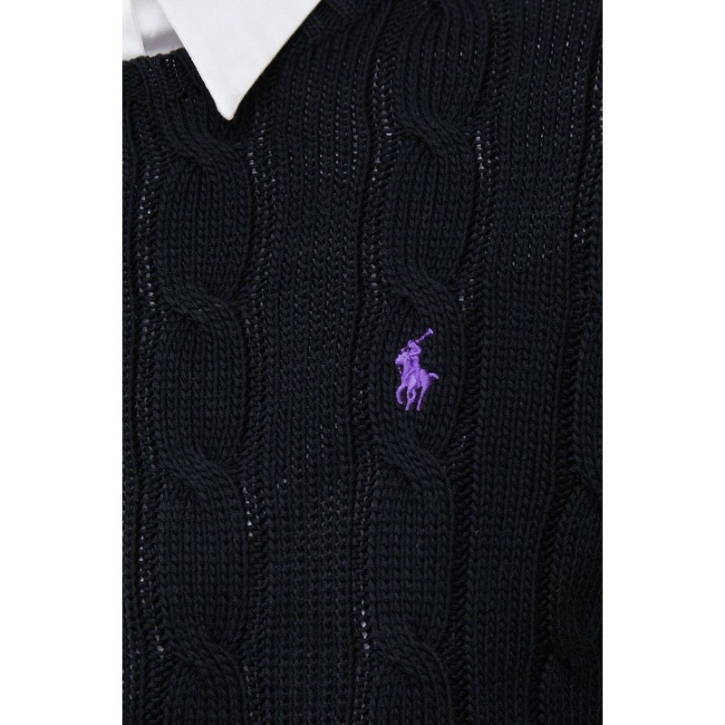 Βαμβακερό πουλόβερ Polo Ralph Lauren χρώμα: μαύρο
